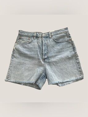 NWT Denim Forum Aritzia the yoko mid thigh jean shorts light wash denim sz 30